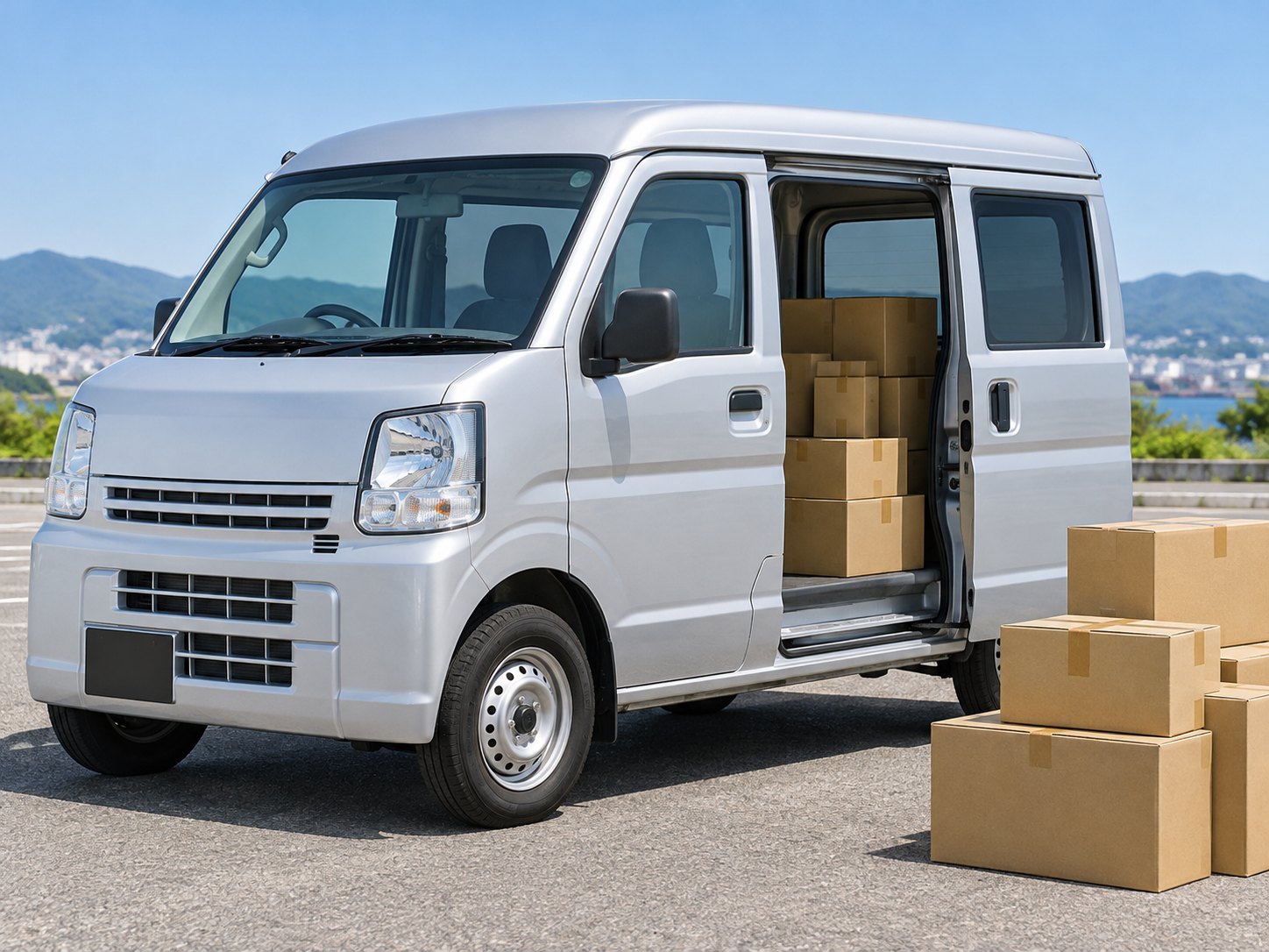 荷物を積んだ軽バンのイメージ